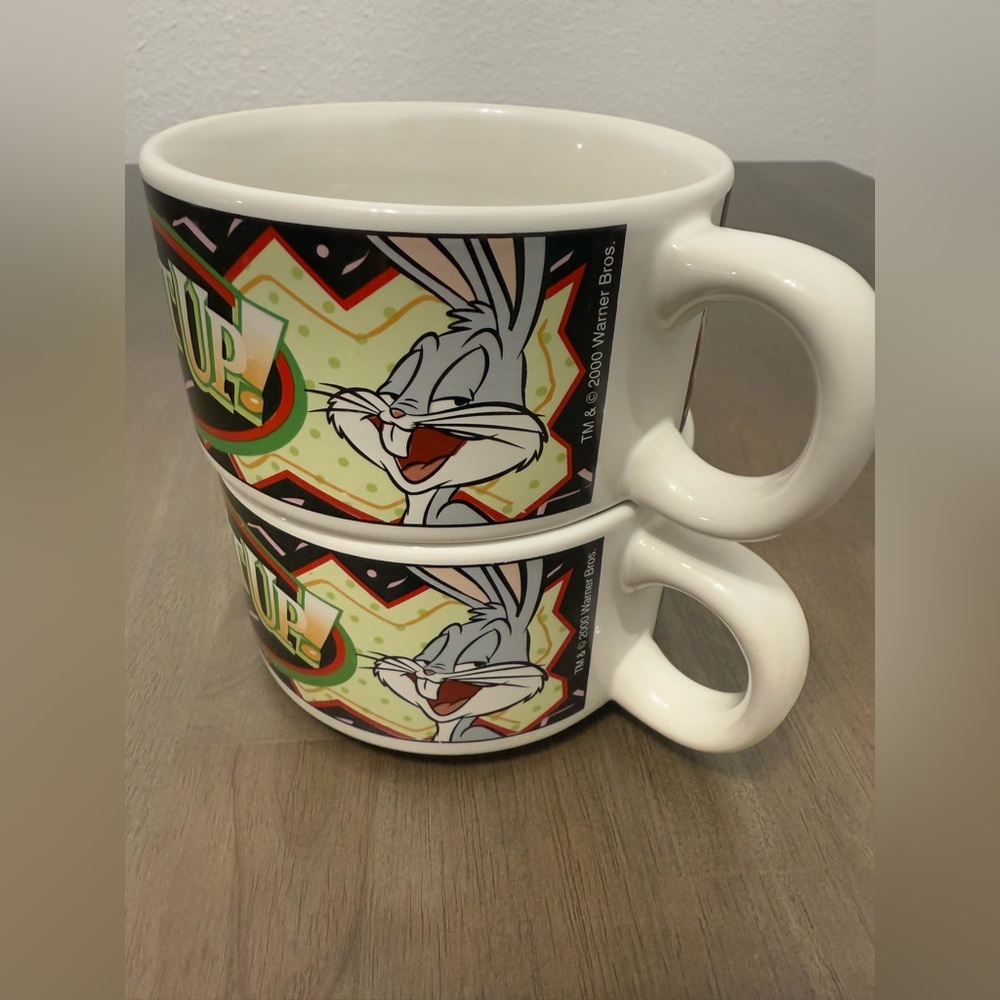 Y2K Looney Tunes Bowls Spice It Up! Bugs Bunny Daffy Duck Chili Soup Mugs Set 2